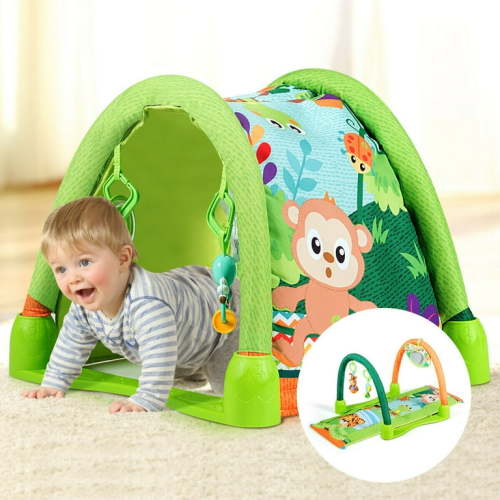 Gymax 4-in-1 Green Activity Play Mat Baby Activity Center w/3 Hanging Toys