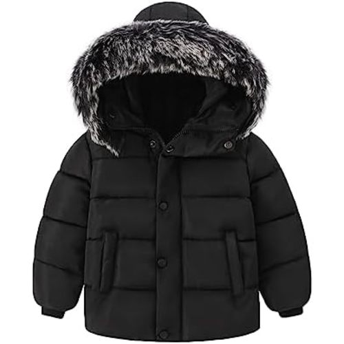 Toddler Coat with Thicken Fur Collar & Hoodie - Warm Winter Puffer Jacket