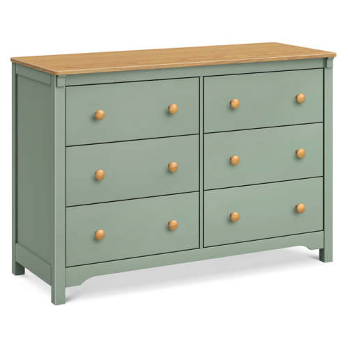 DaVinci Shea 6-Drawer Dresser – Light Sage & Honey