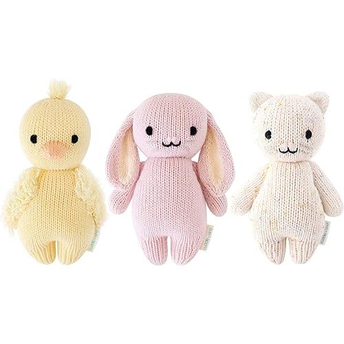 Cuddle + Kind Animal Bundle - Duck, Bunny (Lilac), Kitten (Confetti) - Set of 3 Baby Lovingly Handcrafted, Fair Trade, Heirloom Quality