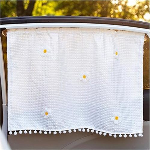 2 PCS Car Window Sun Shade, 25.2" × 18.5" Cute Cartoon Auto Side Window Shade for Privacy Protection, Lovely Cotton Vehicle Sun Heat & UV Protection Cover for Side Windows