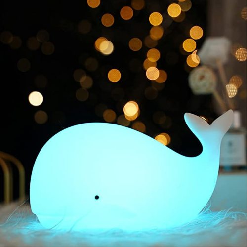 TriPro Whale Silicone Nursery Night Light Beach Room Decor Desk Lamp Toys,Bedroom Decorations Gifts for Toddlers,Girls,Baby,Kids,Teens