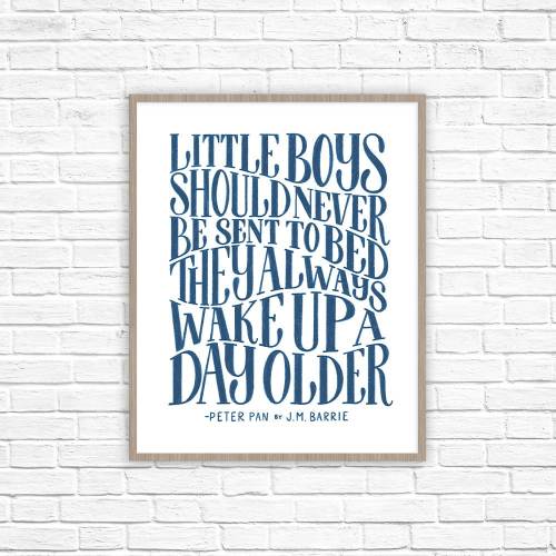 Peter Pan Nursery quote | Little Boys Grow Older print | Classic Literary Quotes | Baby Boy Nursery | Playroom Decor | Boy Room Decor
