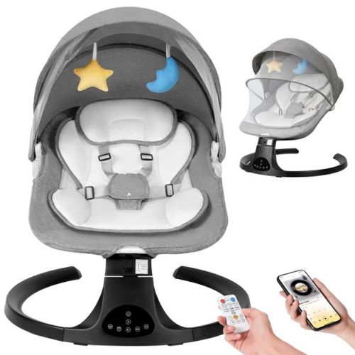 HKAI Baby Electric Swing, Baby Rocker, 5 Speed And 10 Lullabies, Newborn Swing,Adapter And Battery PoweredRemote Control