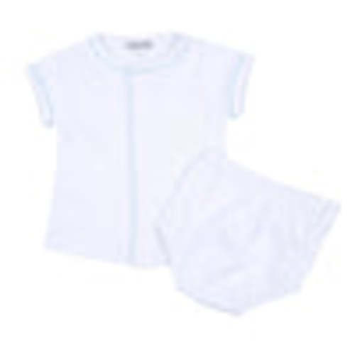 Magnolia Baby Boy Baby Joy Diaper Cover Set with Blue Crochet Trim