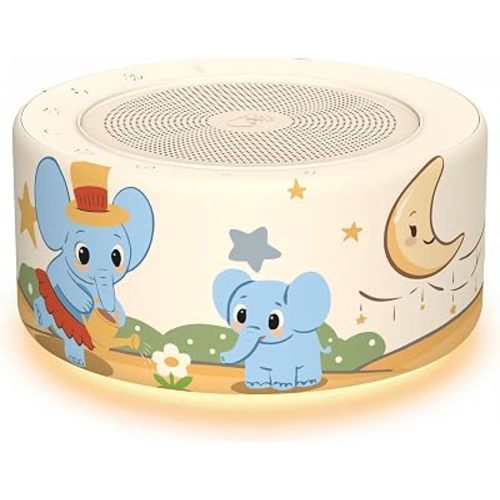 Kipcush White Noise Machine for Baby & Adults, 30 Soothing Sounds, Soft Non-Glare Nursery Lamp, 8 Color Night Lights, Memory Function (New Elephant Ellie, Standard)