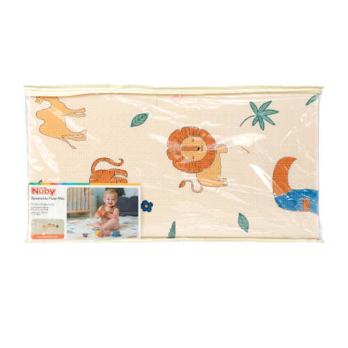 Nuby, Reversible Baby Playmat, 77”x58”, Safari, Foldable & Soft