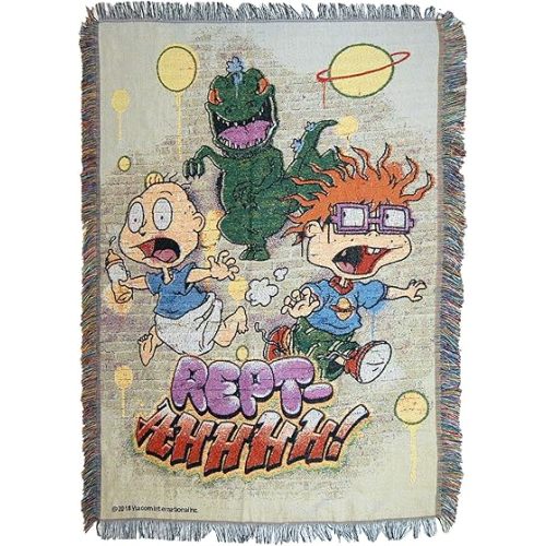 Northwest Nickelodeon's Rugrats Nick Rewind, 'Reptahhhh' Woven Tapestry Throw Blanket, 48' x 60', Multi Color