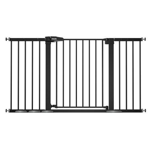 Babelio 36-57" Extra Wide Baby/Dog Gate, Auto Close for The House, Stairs and Doorways, Pressure Mounted for Pet with Large Walk Thru Door, No Need Tools and Drilling, Black