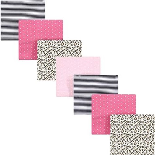 Hudson Baby Unisex Baby Cotton Flannel Receiving Blankets Bundle, Leopard, One Size