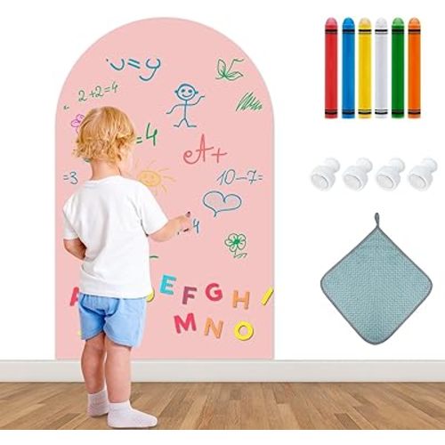 Magnetic Wall Decal for Kids,16x24 Inch Arched Magnetic Chalkboard for Wall,Suitable for Home Decoration Wallpaper and Children's Game Room (Pink