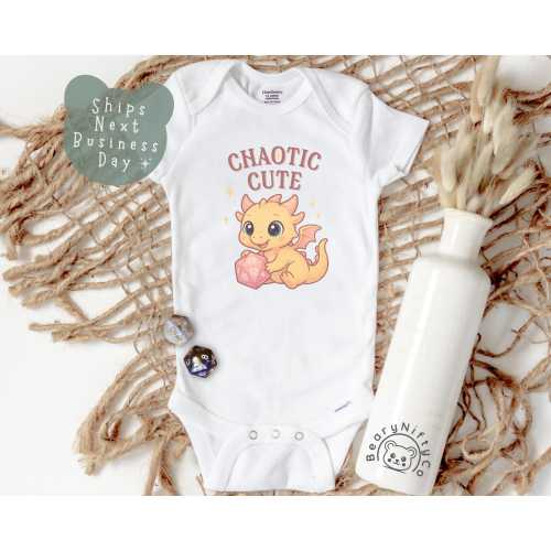 Baby Dragon Roleplaying Dice Baby Shirt, Funny Chaotic Cute Roleplaying Dragon Baby Gift for Nerdy Parents, Cute Dragon Baby Shower Gift