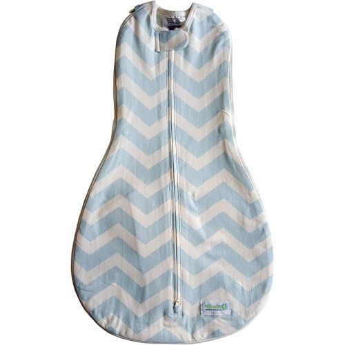 Woombie Grow with Me Baby Swaddle, Convertible Swaddle Fits Babies 0-9 Months, Expands to Wearable Blanket for Babies up to 18 Months, Dreamy Blue Chevron