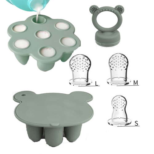 HXinX Silicone Baby Fruit Food Feeder Pacifier and Breastmilk Popsicle Freezer Molds - Green