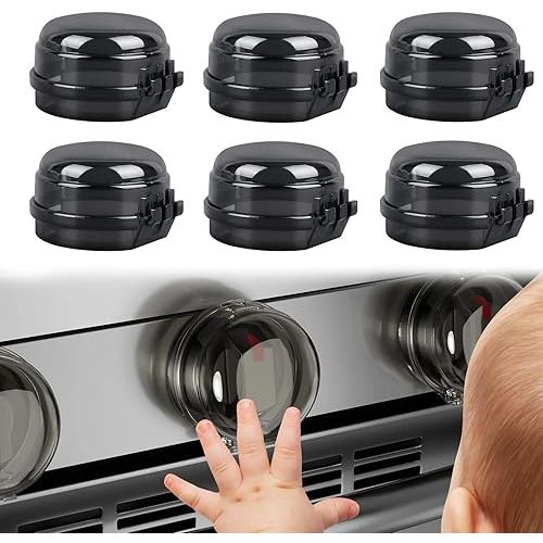 Gas Stove Knob Safety Covers: 6Pcs Child Proof Stove Covers, Non-Universal Baby Proof Oven knobs Locks for Only Height Under 1.65"