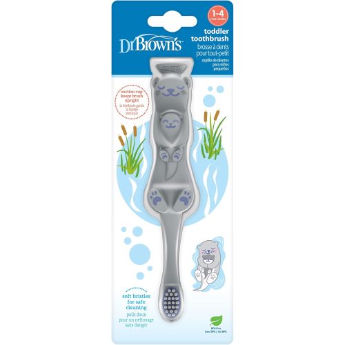 Dr. Brown's Otter Toddler Toothbrush, Soft Bristles with Suction Cup for Storage, BPA Free, Ages 1-4, 1-Pack