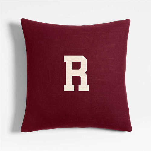 Organic Cotton Monogrammable 20"x20" Cider Burgundy Throw Pillow Cover