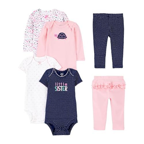 Simple Joys by Carter's Baby Girls 6-piece Bodysuits (Short and Long Sleeve) and Pants Set