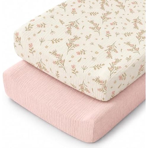 Organic Cotton Muslin Changing Pad Covers 32x16 Fits Standard Rectangle Pad