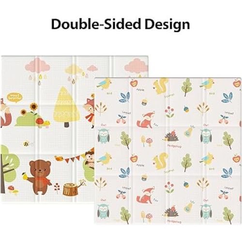 Baby Play Mat, 50 x 50 Inch Play Mat Perfect for Use Baby Playpen, Foldable Baby Foam Playmat for Floor, Portable Waterproof Activity PlayMats for Babies, Infants and Toddlers