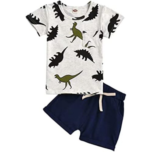 Toddler Baby Boy Clothes Boys Summer Outfits Dinosaur T-Shirt & Shorts Set 6 Months-5T