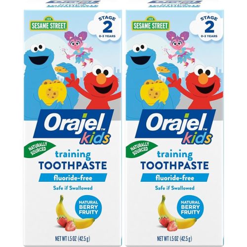 Orajel Kids Toothpaste, Fluoride-Free, Elmo | Training Toothpaste | Pediatrician Recommended | 1.5oz Tube | Pack of 2