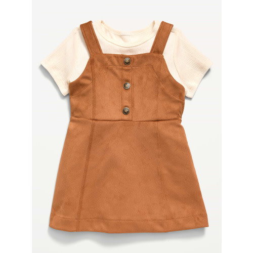 Sleeveless Faux-Suede Dress and T-Shirt Set for Toddler Girls