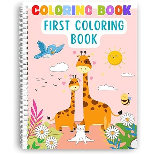 First Coloring Book for Toddlers Ages 1-3 – 44 Easy Fun Pages, Spiral Bound for 360° Use, Thick 199 GSM Paper, 8.5x11”, Perfect Screen-Free Activity for Little Hands