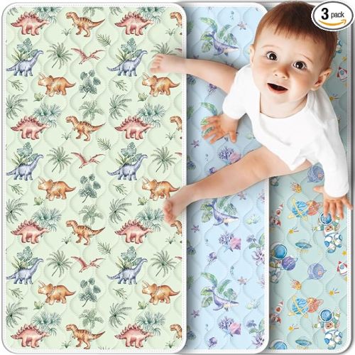 Portable Diaper Changing Pad Viscose from Bamboo 3 Pack, Foldable Waterproof Baby Changing Mat, Absorbent Machine Washable Diaper Bag Travel Essential, Newborn Baby Changer, 27.5x14
