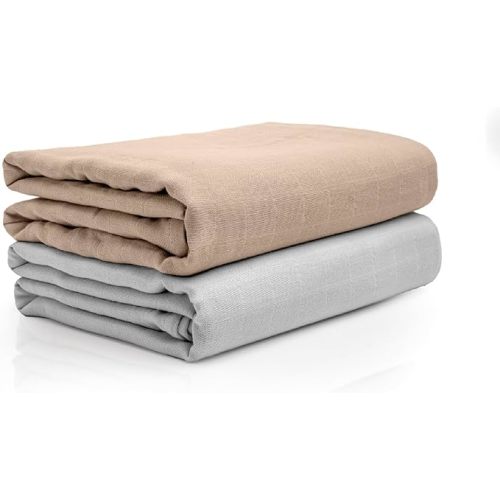 Salt Earth 100% Organic Cotton GOTS Certified 2-Layered Swaddle Baby Blanket, 2 Pack,47"x47" Receiving Blankets for Swaddling,Wrap for Boy & Girl, Newborn Baby Essentials, Registry (2 Solid Colour)