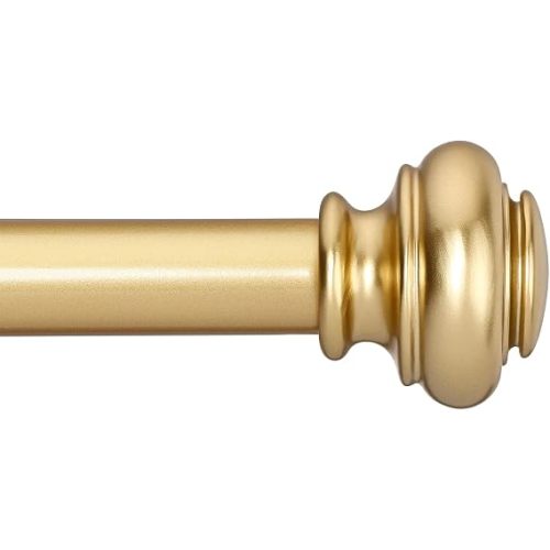 SIMEWIN Heavy Duty Curtain Rods for Windows 72 to 144 Inches, 1 Inch Gold Curtain Rods for Bedroom, Living Room, Patio, Kitchen, Adjustable Curtain Rods with Classic Finials, Gold Finishing