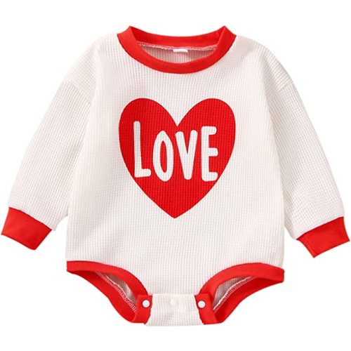 Baby Girl Boy Crewneck Sweatshirts Oversized Knit Sweater Shirts Long Sleeve Romper Pullover Top Cute Fall Winter Clothes - Az Waffle Knitted Love Print