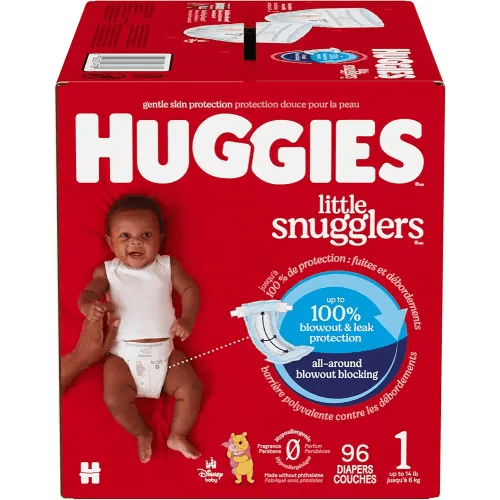 Huggies Size 1 Diapers, Little Snugglers Baby Diapers, Size 1 (8-14 lbs), 96 Count, Packaging May Vary