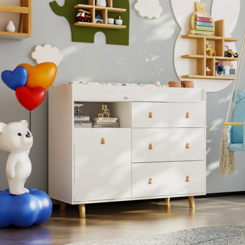 George Oliver Stroman 45'' Wide Baby Changing Table Dresser With 4 Drawers | Wayfair