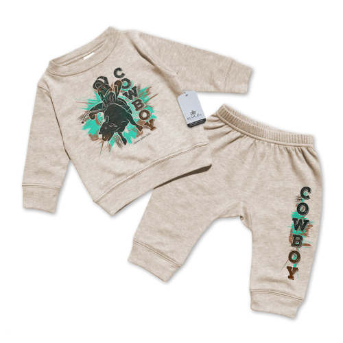 REMUDA WESTERN WEAR Cowboy Rodeo Bull Rider - Infant 2 Piece Sweatsuit - Cowboy Rodeo Bull Rider - Infant 2 Piece Sweatsuit