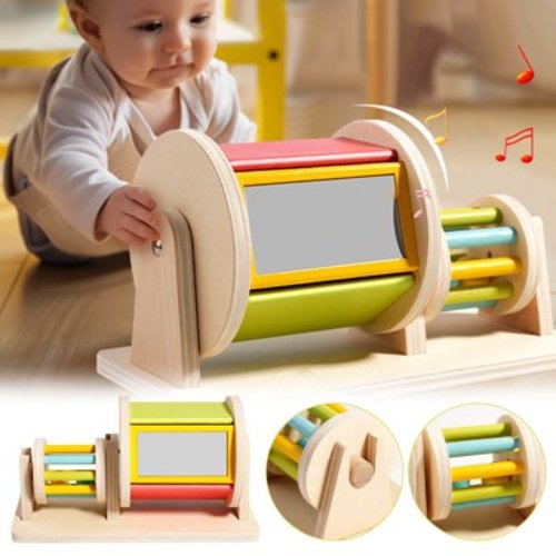 ARUTOOY Spinning Drum Baby Toy ,Musical Spinning Drum Educational Toy with Roller Rolling Textile Drum, Montessori Toys for Babies 6-12 Months