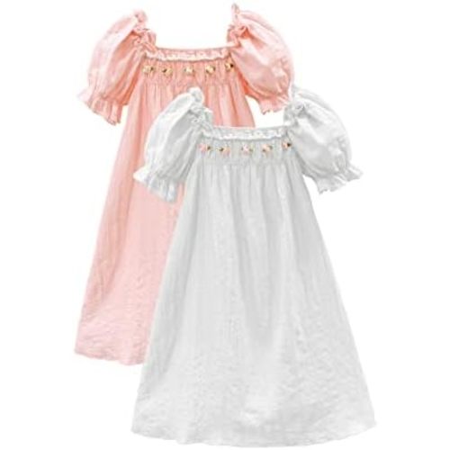 BANGSAUR Girls' Vintage Dresses, Cotton Princess Sleepshirts, Kids 3-12 Years