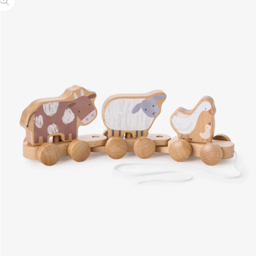 Farm Animal Wooden Pull Toy – Elegant Baby