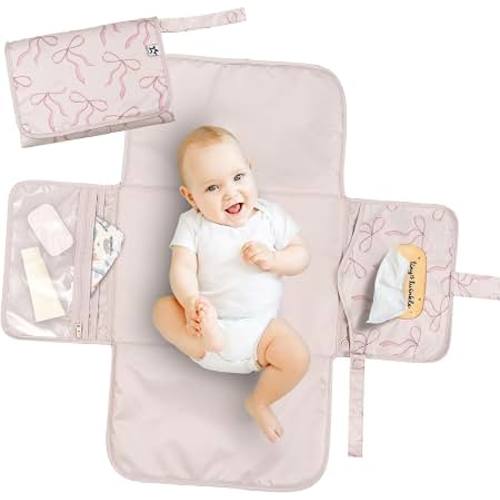 Amazon.com: Tiny Twinkle Portable Diaper Changing Pad | Waterproof, Wipeable & Compact Baby Changing Pad for Travel | Smart Wipes Pocket & Organized Storage| Newborn Shower Gift (Bows)