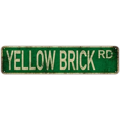 Yellow Brick RD Metal Tin Sign (4''x16''), Novelty Street Sign, Home Decor, Room Decor, Wall Decor, Restaurant Decor, Bar Decor, Cafe Decor, Garage Decor, Farmhouse Decor