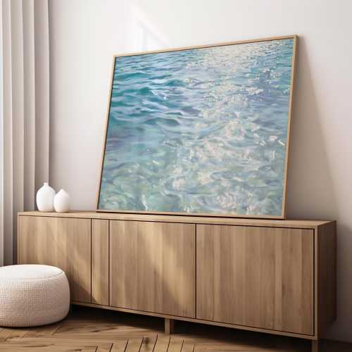 sunlit ocean surface print | painterly tranquil soothing seaside poster | relaxing coastal art | minimalist calming sea print | beach art