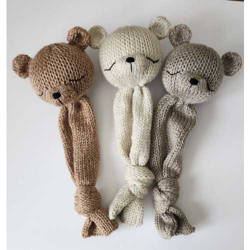 Knit Bear Lovey: Hand Embroidered Acrylic Baby Cuddle Toy - Etsy