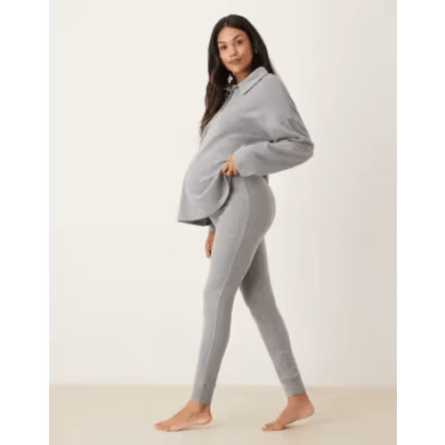 ASOS DESIGN Maternity lounge mix & match lightweight fleece legging in light gray