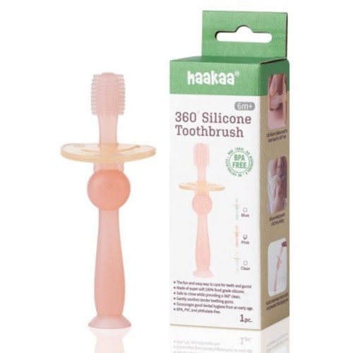 Haakaa 360° Silicone Toothbrush 1 pk Pink