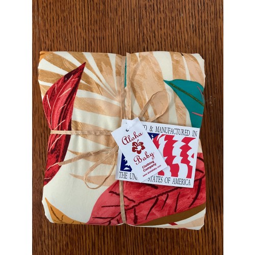 Aloha Baby Blanket: Cream with Leaves in Earth Tones