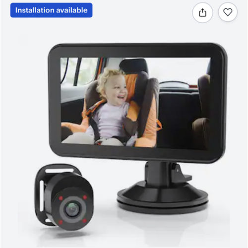 Rexing - BC500 In-Car Baby Cam with Monitor – HD 1080p & Infrared Night Vision - Black
