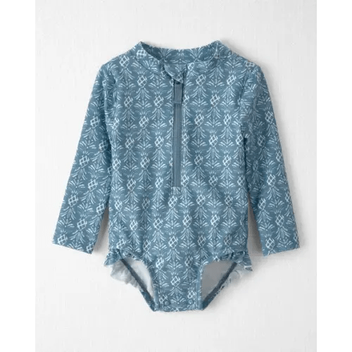 Baby Girl Recycled Rashguard Swimsuit in Bloom Lagoon - Little Planet | Carter's