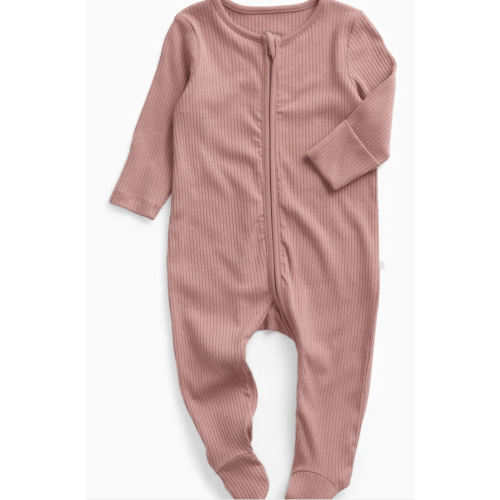 Ribbed Clever Zip Footed Baby Pajamas Ribbed Blue / Newborn