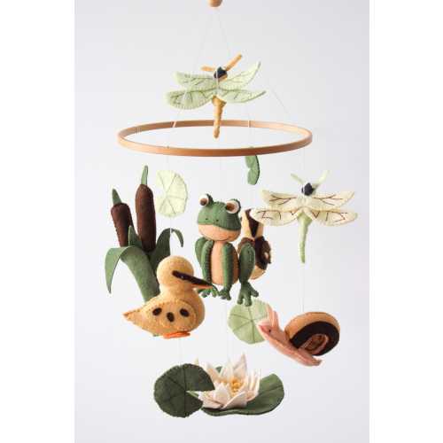 Duck baby mobile, pond baby mobile, frog baby mobile, lake nursery decor, forest nature mobile