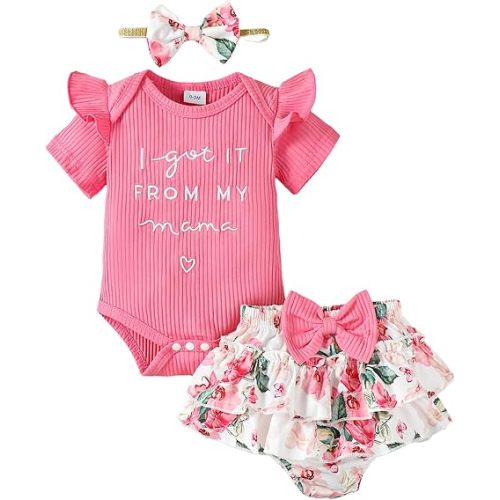 Mioglrie Newborn Infant Baby Girl Clothes Romper Shorts Set Floral Summer Outfits Cute Baby Clothes Girl